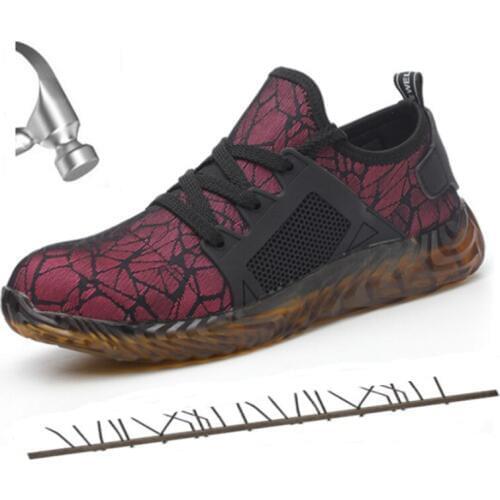 Plus Size 35-48 Protective Shoes AIR Breathable Safety Shoes Men Lightweight Steel Toe Cap Anti-smashing Work Single Sneakers