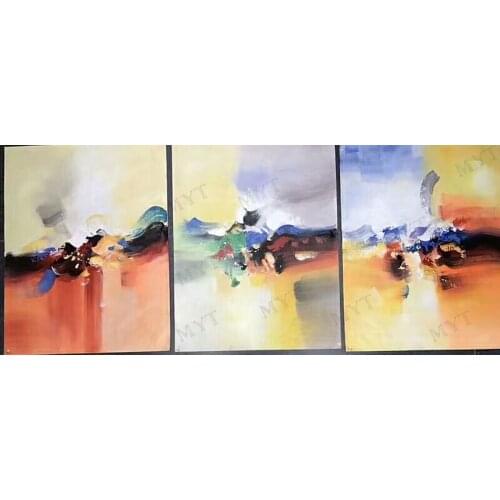 MYT Large Handpainted 3 PCS As 1 Set Landscape Oil Painting On Canvas Wall Art Wall Pictures For Living Room Home Decor