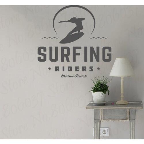 Surfer Wall Decals, Surfing Wall Stickers, Summertime Sticker, Wall Decals, Beach Decal, Beach Sticker, Holiday Sticker WL2009