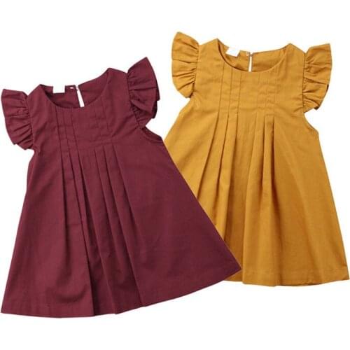 Pudcoco 2019 Brand New Newborn Toddler Infant Baby Girls Summer Dress Casual Princess Party Tutu Solid Dress