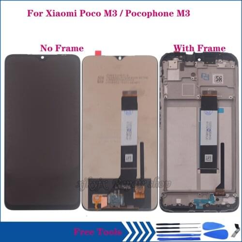 Original LCD For Xiaomi POCO M3 LCD Display Touch Screen glss Panel Digitizer Assembly For pocophone m3 M2010J19CG with frame