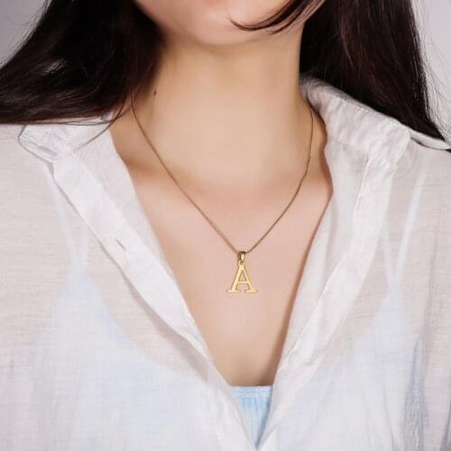 26 letters 18k gold Initial Necklace Gold Color Letter Name Choker Necklace For Women Pendant Jewelry Gift Couple necklace