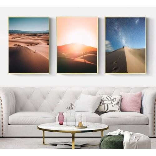 The Scorching Sun, People Walking In The Desert, Retro Style Poster, Desert Travel, Oil Painting Wall, Artists Room Decoration