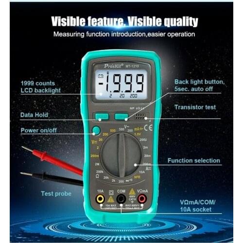 ProskitMT-1210-C Digital Multimeter Digital Display Anti-burn Multifunction Multimeter