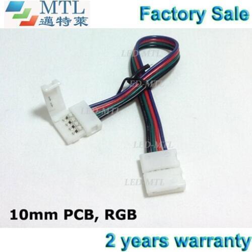 RGB connector for indoor LED strip, 100pcs/lot, 10mm PCB 4 pin, 2 ends for connecting RGB LED strip to strip, Factory Wholesale