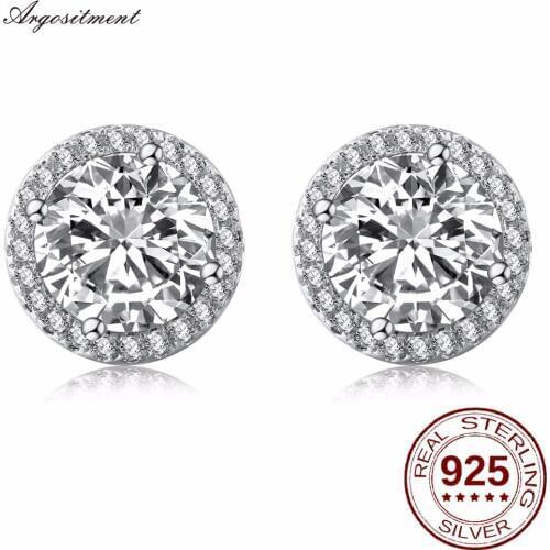 Queen Hot Sale Women Earring Stud Jewelry Stud Earrings with Round 925 Sterling Silver 3 Size 6MM 8MM 10MM