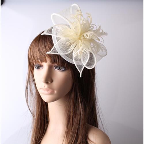 Millinery Sinamay Hat Nice Feather Flower Fascinators for Wedding Headwear Bridal Hats Party Hats Cocktail Hats 17 Colors OF1535