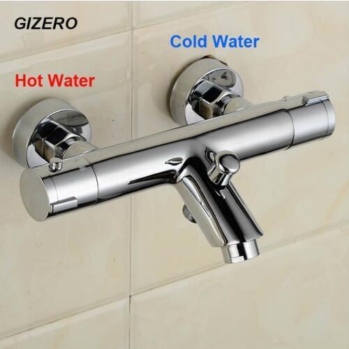 Gizero Bathroom Thermostatic Mixing Valve Shower Faucet Temperature Control High Quality Chrome Thermostat Bathtub Faucet ZR957