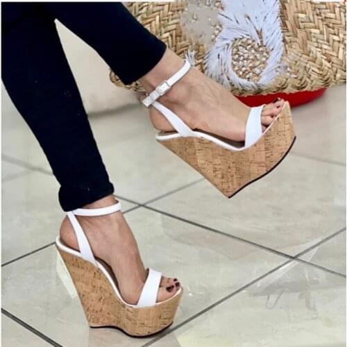 SHOFOO shoes,Beautiful fashionable high-heeled sandals, about 5cm waterproof platform, about 15cm wedges heeled sandals