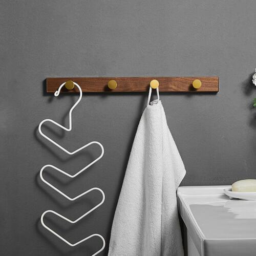 Solid Wood Bathroom Door Rear Coat Hook Wall Mounted Brass Clothes Coat Hook Bathroom Towel Hooks Bathroom Hardware