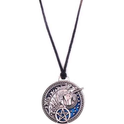 Rope Chain Special Design Pattern Unicorn With Pentagram Magic Enamel-Medieval Talisman Material Zinc Alloy Provide Dropshipping