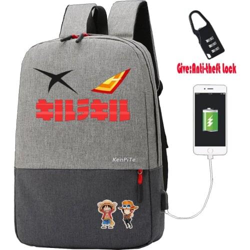 Japan anime Kill a Kill backpack Anti-theft USB Charging men women Laptop Rucksack Travel Bagpack student book bag School Bags