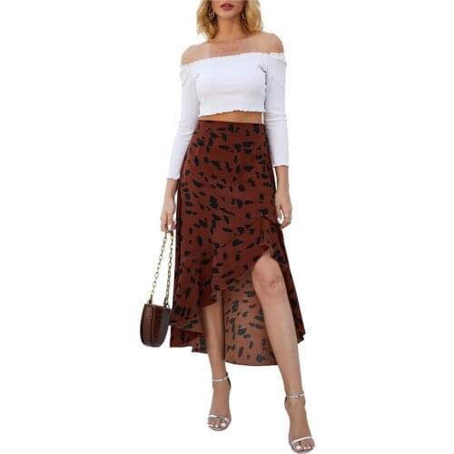 Summer Fall Women Asymmetrical Wrapped Skirts Fashion High Waist Ruffle Split Sexy Slim Long Skirt Ladies Beach Casual Clothes