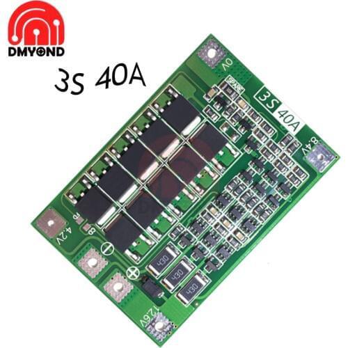 3S 40A 11.1V 12.6V 18650 Li-ion Lithium Battery Charger Charging Protection Board Module Balance 18650 PCB BMS for Drill Motor