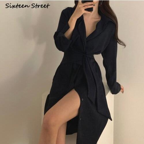 Dress for Women Korean Style Chic Elegant Fashion Lapel Bandage Sleeve Shirt Bandage Dress Vintage Y2k White Vestido De Mujer