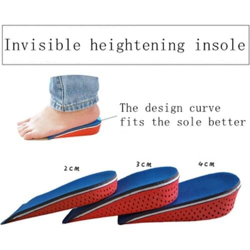 1 Pair Shoe Insoles Half Insole Heighten Heel Insert Sports Shoes Pad Cushion Unisex Breathable 2-4cm Height Increase Insoles