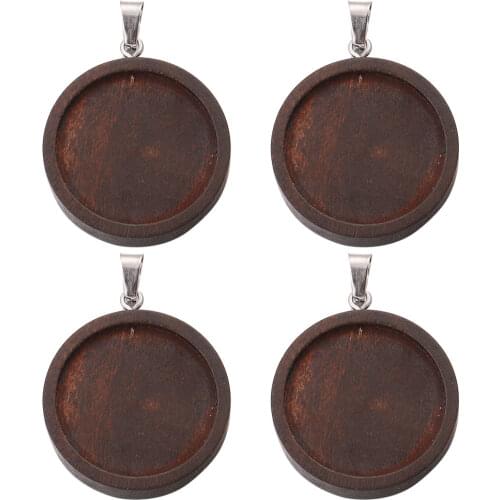 10pcs Lot Brown Wood Necklace Pendant Bezel Setting Cabochon Cameo Tray Blank Fit 25mm Cabochons Jewelry Making Findings