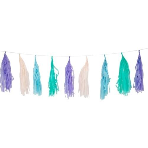 2m Mermaid Paper Colorful Tassel FlagBirthday Holiday Party Decoration Props Eco-Friendly