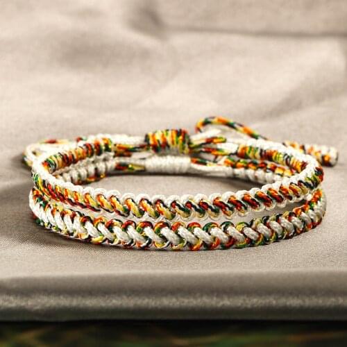 2PCS/Set Couple Bracelet Multicolor Thread Lucky Rope Double Layers Woven Wrap Bracelets Bangles for Men Women Handmade Jewelry