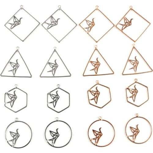 2pcs Zinc Alloy Gold Silver Color Metal Geometry Frame Charms Pendants For DIY Necklace Earrings Jewelry Making Accessories