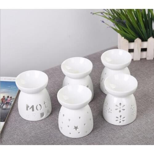 24pcs free shipping Incense Burner Delicate Ceramic Fragrance Lamp Fashion Hollowed Out Aroma Stove Candle Oil Furnace #37102