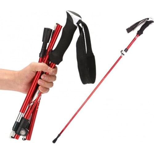 5 Section Outdoor Sport Climbing Folding Walk Stick Aluminum Alloy Non-slip Trekking Pole Hiking Tool Snowboarding