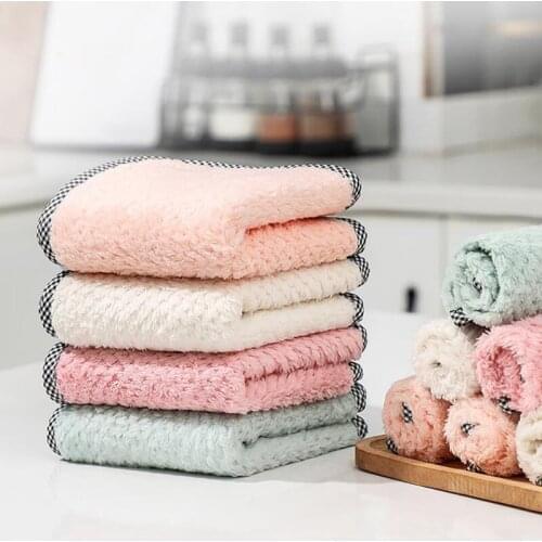 5PCS Kitchen Daily Dish Towel, Dish Cloth, Kitchen Rag, Non-stick Oil, Thickened Table Cleaning Cloth, Absorbent Scouring Pad