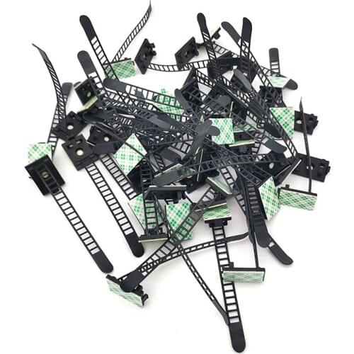 50x Car Cable Wire Adjustable Clips Fastens Fixed Organizer Clamps Self-Adhesive