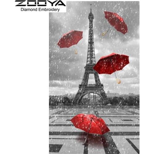5D DIY Diamond Painting Eiffel Tower &Red Umbrella Diamond Painting Cross Stitch Diamond Drill Rhinestone Home Decoration CJ260