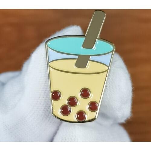 Bubble Tea Boba Lapel Pin everyone can't get enough of pearl Brooch cute drinks jewerly