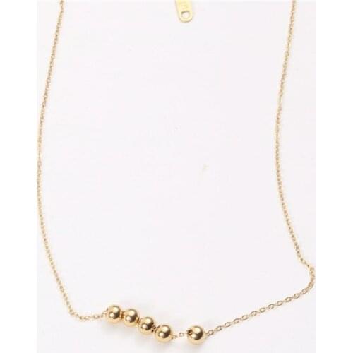 SRCOI Trendy Geometric Transit Small Round Beads Necklace Simple Temperament Titanium Steel Clavicle Chain Women Jewelry 202104