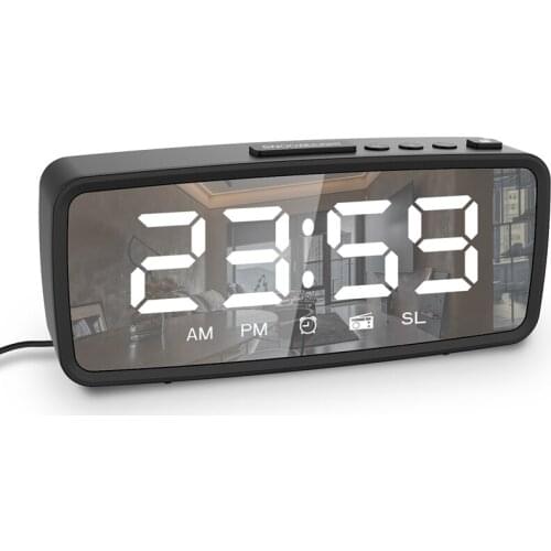 Digital Alarm Clock Radio for Bedroom, Bedside Clocks Large Display with Dual Alarm, Dimmable LED Display