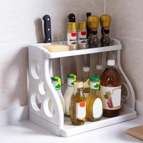 Double Layer Multifunctional Kitchen Seasoning Knife Storage Rack Shelf Holder