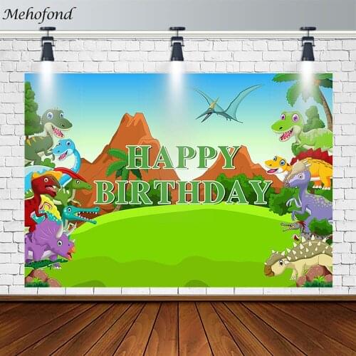 Mehofond Happy Birthday Party Backdrop Jurassic Dinosaur World Decor Photography Background Prop Photo Studio Banner Photozone