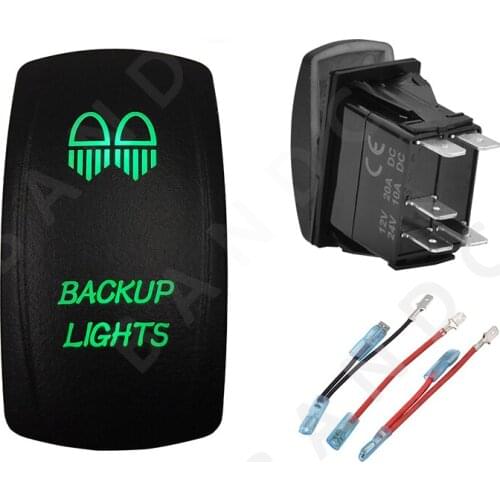 BACKUP LIGHTS 5P Switch Car Dashboard Button Connector Illuminated Green LED Rocker Switch for the ARB/Carling/NARVA 4x4 Style