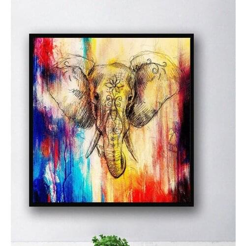 HD Inkjet Color Oil Painting Elephant Head Animal Print Canvas Painting Wall Art Pictures For Living Room Home Decoration Mural