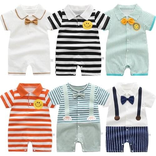 2021 Ins Newborn Baby Boys Romper Summer Infant Toddler Girl Clothes Short Sleeve Cartoon Cotton Baby Jumpsuit 0-2y Kids Costume