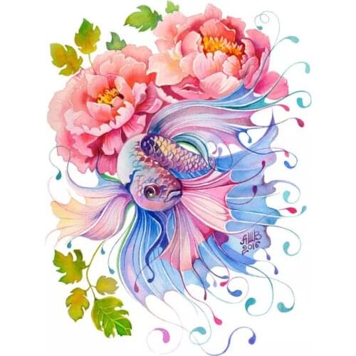 GATYZTORY Frameless Flower Goldfish Painting Diy Digital Painting By Numbers Modern Wall Art Picture For Home Wall Artwork