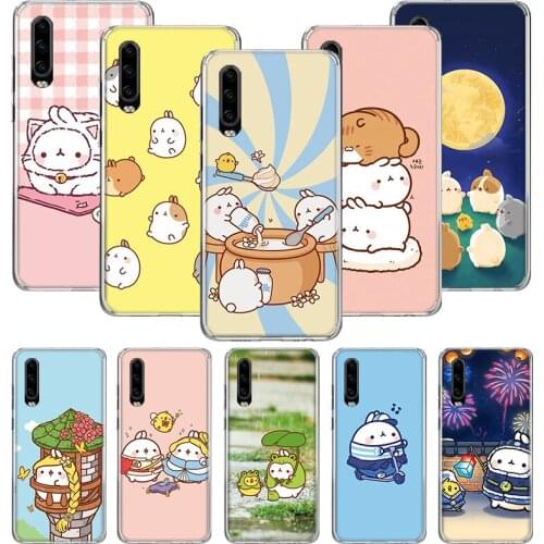 Kawaii Molang Cartoon Anime cat Case for Huawei P20 P30 P40 P Smart Z + P10 Mate 30 10 20 Lite Pro Silicone Shell Phone Coque Co
