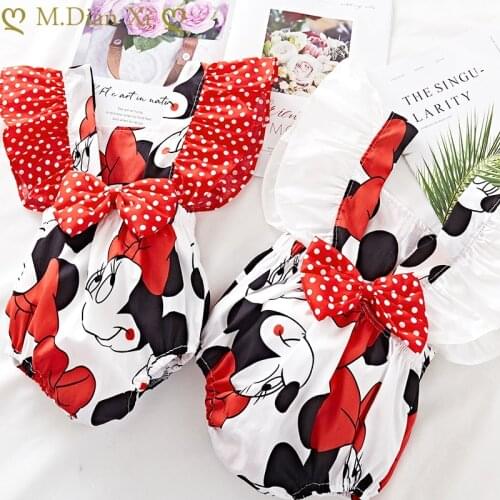 New Infant Toddler Newborn Baby Girls Cartoon Minnie Printed Sleeveless Bodysuit Sunsuit Jumpsuit Clothes Baby Girl Outfit 0-24M