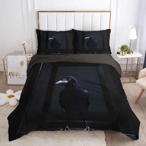 Cartoon Hallowmas Kids Bedding set for Children baby boy girls Duvet cover set pillow case Bed linens Quilt cover Black crow