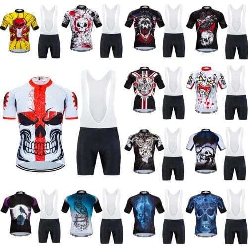 Moxilyn Skull Cycling jersey Set Summer Bicycle Clothing Maillot Ropa Ciclismo Hombre MTB Bike Clothes Sportswear Cycling Set