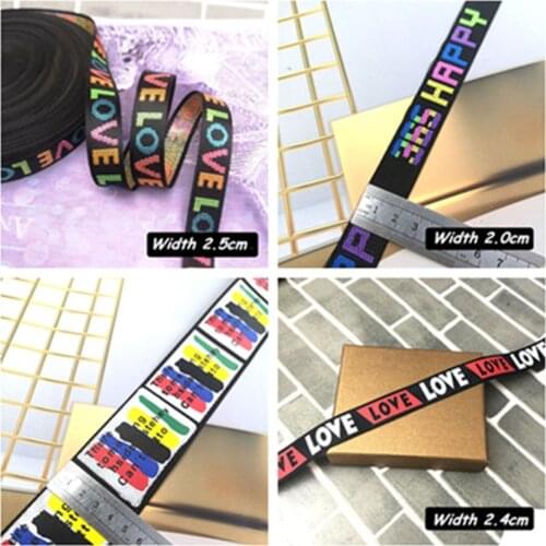 1m Letter Style Printed Ribbons Garment Accessorie Manual Decoration Stripe Clothing Bags No Elastic Ribbons DIY