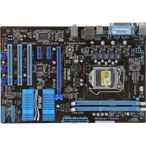 For ASUS P8H61 Desktop Mainboard Intel H61 LGA 1155 DDR3 16GB PCI-E 2.0 SATA II ATX Original Used Motherboard
