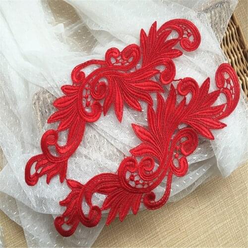 Maxsin 1 Pair High Quality Water-Soluble Lace Embroidery Flower Stickers Wedding Dress Headdress Clothes Accessories Patch DIY