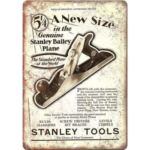 Stanley Tools Wood Plane Vintage Ad 10" X 7" Reproduction Metal Sign Z135