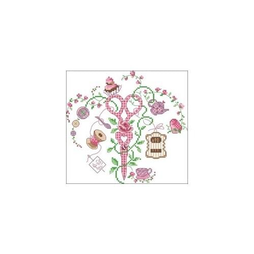 NN YIXIAO Counted Cross Stitch Kit Cross stitch RS cotton with cross stitch Ve Magazine - needle and thread scissors