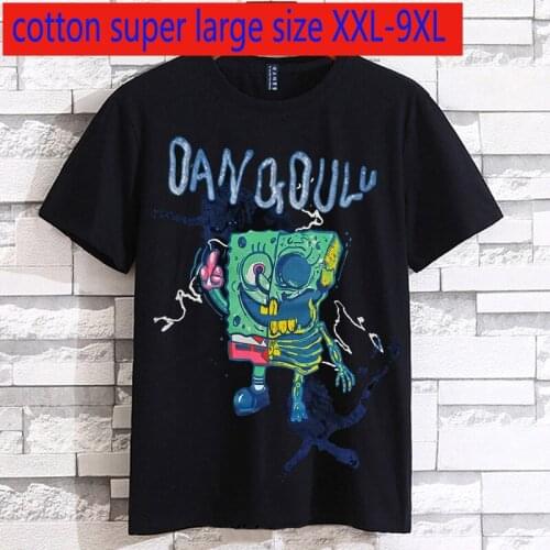 New Arrival High Quality Cotton Extra Large Fashion Loose Short Sleeve Casual O-neck Print Knitted T Shirt Plus Size 2XL-7XL 8XL