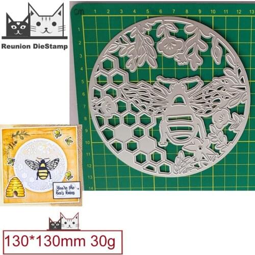 New Design Craft Metal Die Cuts Honeycomb Background Round Circle Frame Cutting Die Scrapbook DIY Paper Card Embossing Stencils