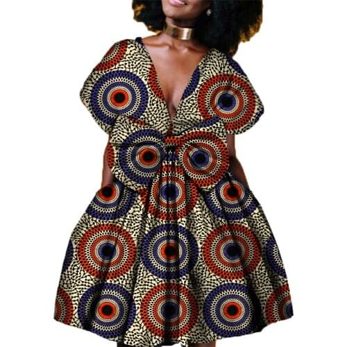 New Style Kente Wax African Kitenge Dress Designs, Women Ethnic Clothing African Dashiki Dress with DIY belt Women Sexy Apparel